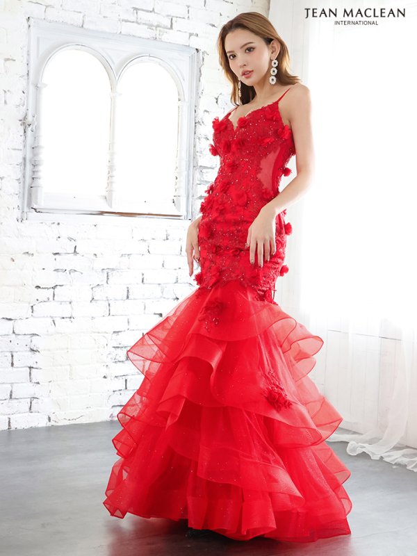 画像8: 【JEAN MACLEAN/ジャンマクレーン】立体フラワー/ 刺繍/ キャミソール/ 裾フリル/ マーメイド/ ロングドレス/ キャバドレス long[OF2A]