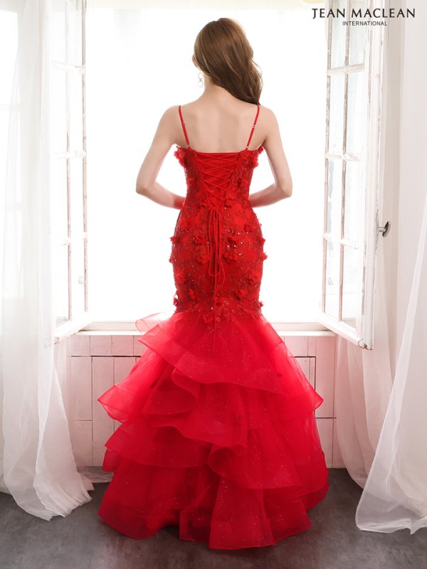 画像9: 【JEAN MACLEAN/ジャンマクレーン】立体フラワー/ 刺繍/ キャミソール/ 裾フリル/ マーメイド/ ロングドレス/ キャバドレス long[OF2A]