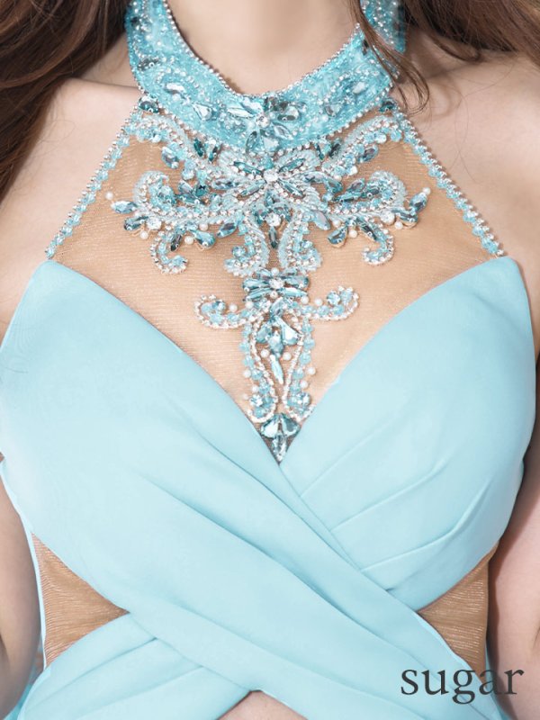 画像10: XSサイズあり【IRMA/イルマ】シンプル/ ワンカラー/ ホルターネック/ ビジュー/ シアー/ タイト/ ミニドレス/ キャバドレス【HC02】