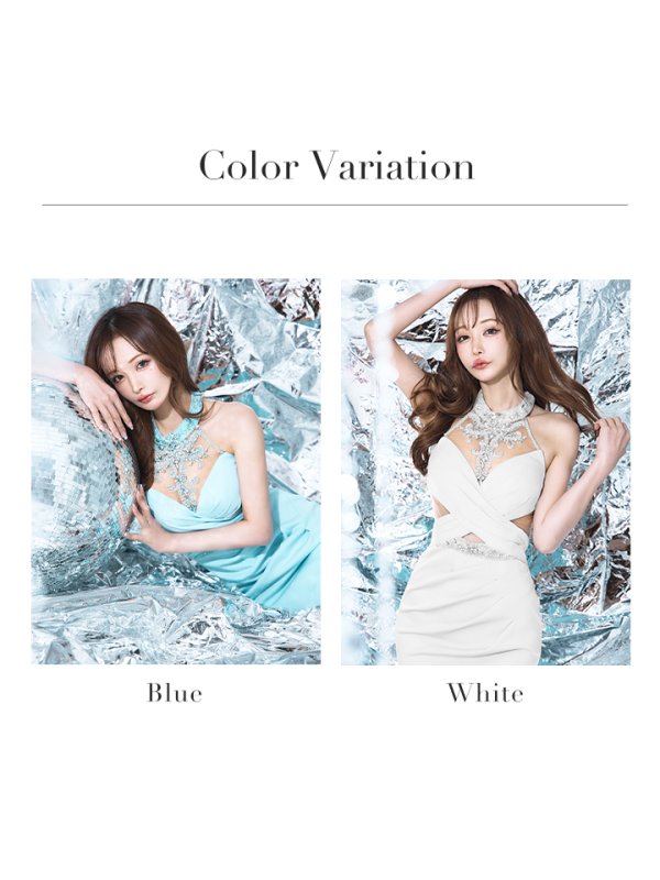 画像20: XSサイズあり【IRMA/イルマ】シンプル/ ワンカラー/ ホルターネック/ ビジュー/ シアー/ タイト/ ミニドレス/ キャバドレス【HC02】