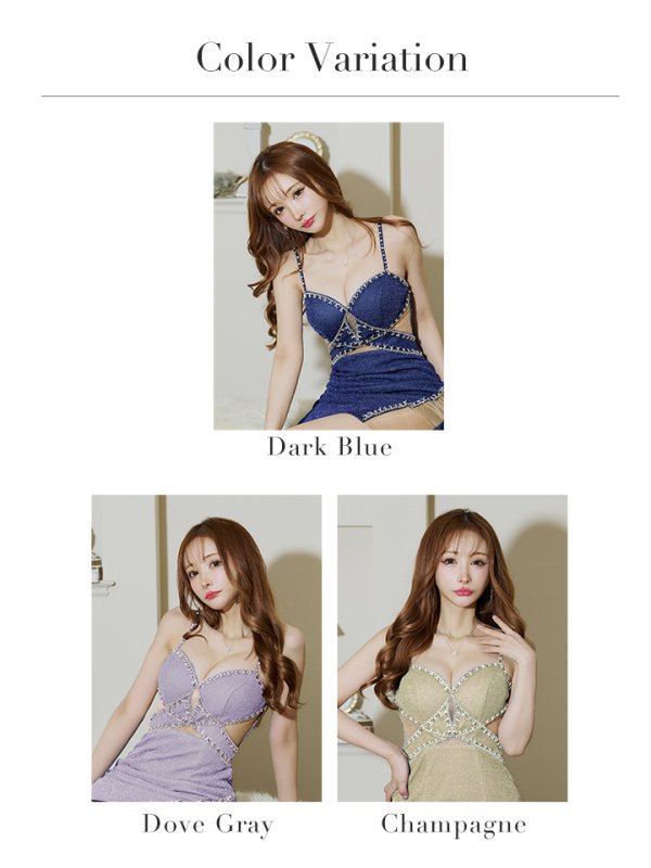 画像34: XSサイズあり【IRMA/イルマ】ワンカラー/ ビジュー/ ラメ/ シアー/ キャミソール/ ストレッチ/ タイト/ ミニドレス/ キャバドレス【HC02】