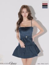XSサイズあり【Glossy/グロッシー】ベロア/ バルーン/ フレア/ ベアトップ/ ミニドレス/ キャバドレス[OF08]