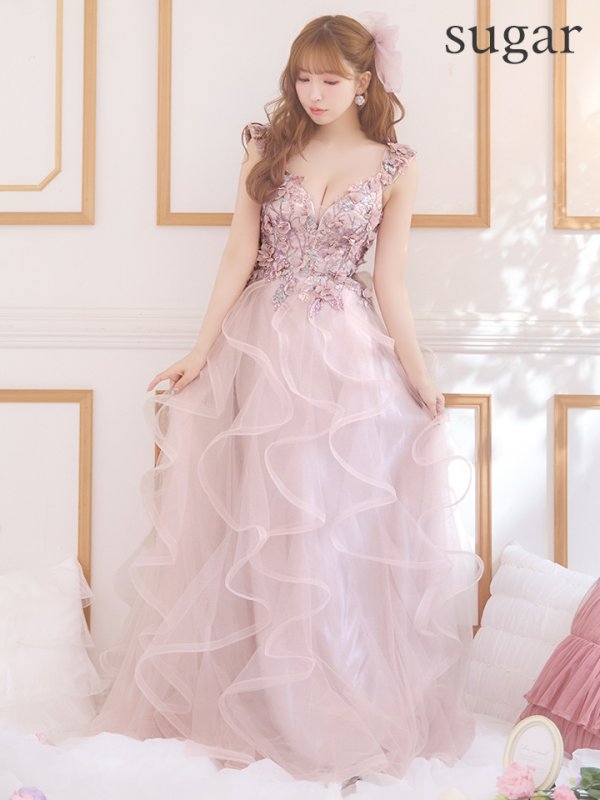 画像7: Lサイズあり【JEAN MACLEAN/ジャンマクレーン】フラワー刺繍/ チュール/ オフショルダー/ フリル/ プリンセス/ フレア/ ロングドレス/ キャバドレス long[OF2A]