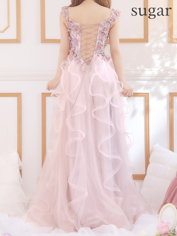 画像9: Lサイズあり【JEAN MACLEAN/ジャンマクレーン】フラワー刺繍/ チュール/ オフショルダー/ フリル/ プリンセス/ フレア/ ロングドレス/ キャバドレス long[OF2A]