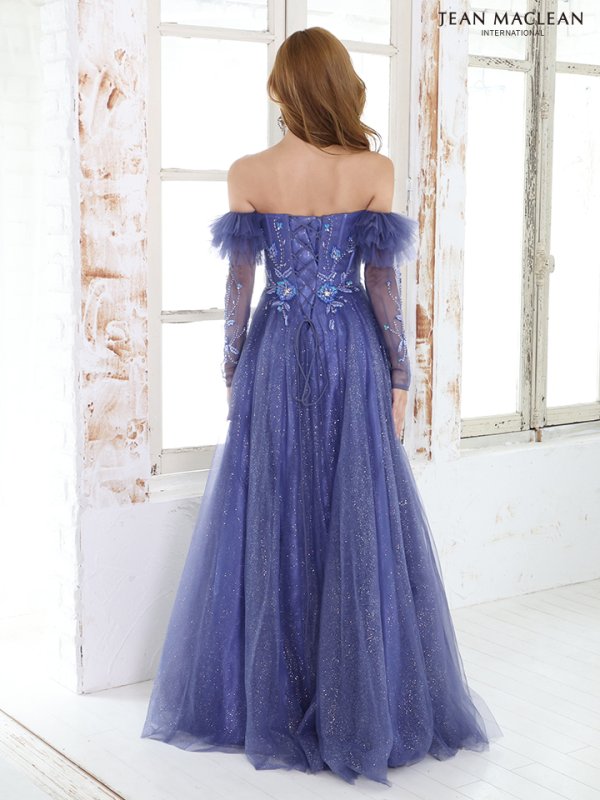 画像6: Lサイズあり【JEAN MACLEAN/ジャンマクレーン】2way/ 袖付き/ ラメ/ チュール/ ベア/ ビーズ刺繍/ フレア/ ロングドレス/ キャバドレス long[OF2A]