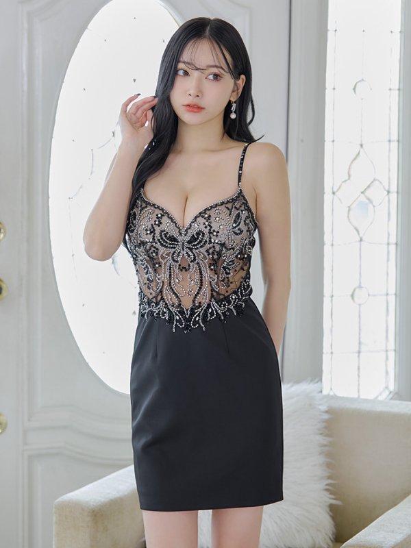 画像5: XSサイズあり【IRMA/イルマ】スパンコール刺繍/ シアー/ レース/ キャミソール/ タイト/ ミニドレス/ キャバドレス【HC02】