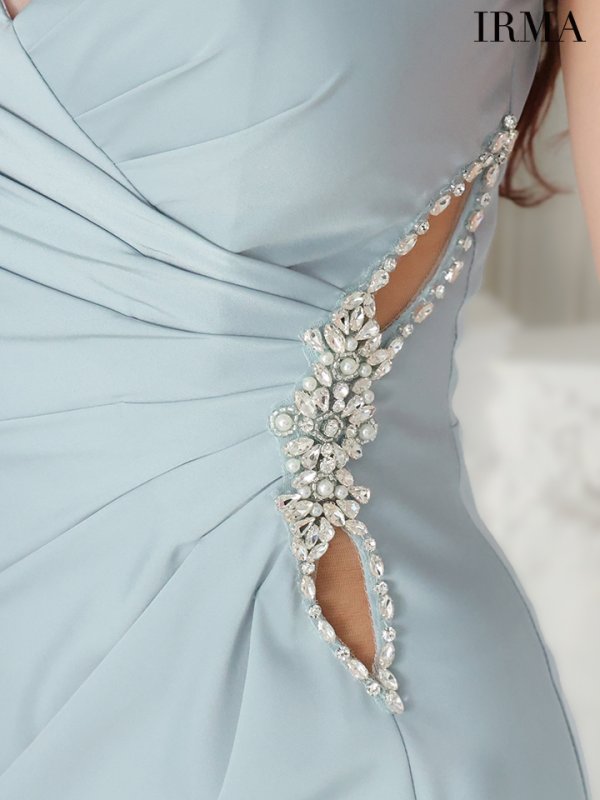 画像17: Lサイズあり【IRMA/イルマ】マーメイド/ ノースリーブ/ ビジュー/ ワンカラー/ スリット/ タック/ ロングドレス/ キャバドレス long【HC02】