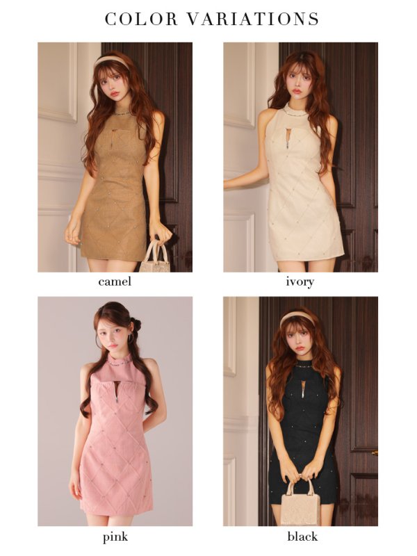 画像17: XSサイズあり【ROBE de FLEURS/ローブドフルール】ビジュー/ バストジップ/ タイト/ ミニドレス/ キャバドレス[OF08]