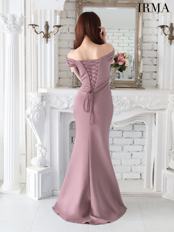 画像5: Lサイズあり【IRMA/イルマ】マーメイド/ オフショルダー/ ビジュー/ ワンカラー/ スリット/ タック/ ロングドレス/ キャバドレス long【HC02】