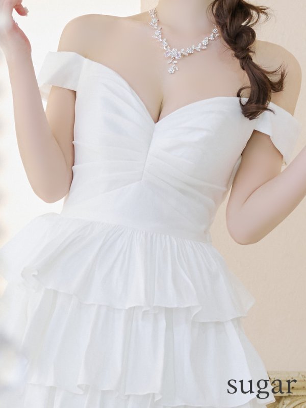 画像10: Lサイズあり【JEAN MACLEAN/ジャンマクレーン】フリル/ ワンカラー/ オフショルダー/ スリット/ Aライン/ フレア/ ロングドレス/ キャバドレス long【HC02】