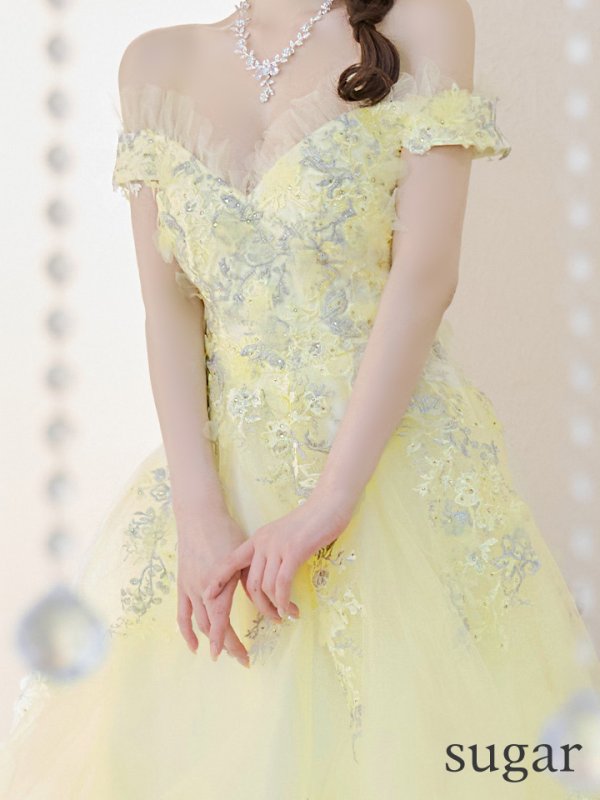 画像12: Lサイズあり【JEAN MACLEAN/ジャンマクレーン】立体フラワー/ 刺繍/ オフショルダー/ チュール/ Aライン/ フレア/ プリンセスロング/ ロングドレス/ キャバドレス long【HC02】