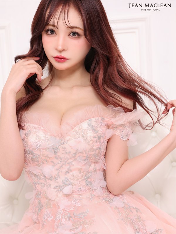 画像21: Lサイズあり【JEAN MACLEAN/ジャンマクレーン】立体フラワー/ 刺繍/ オフショルダー/ チュール/ Aライン/ フレア/ プリンセスロング/ ロングドレス/ キャバドレス long【HC02】