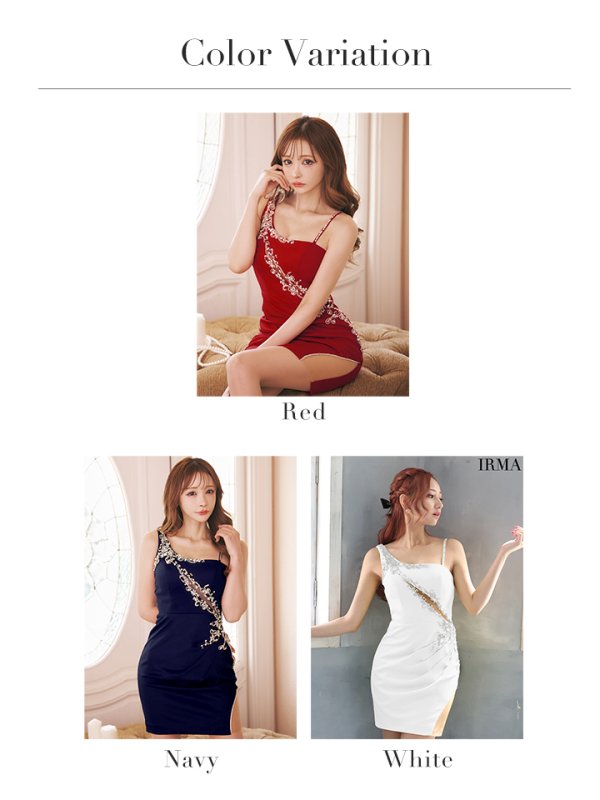 画像13: sugarオリジナルカラー・XSサイズあり【IRMA/イルマ】アシンメトリー/ カットアウト/ シアー/ ビジュー/ ノースリーブ/ タイト/ ミニドレス/ キャバドレス【HC02】