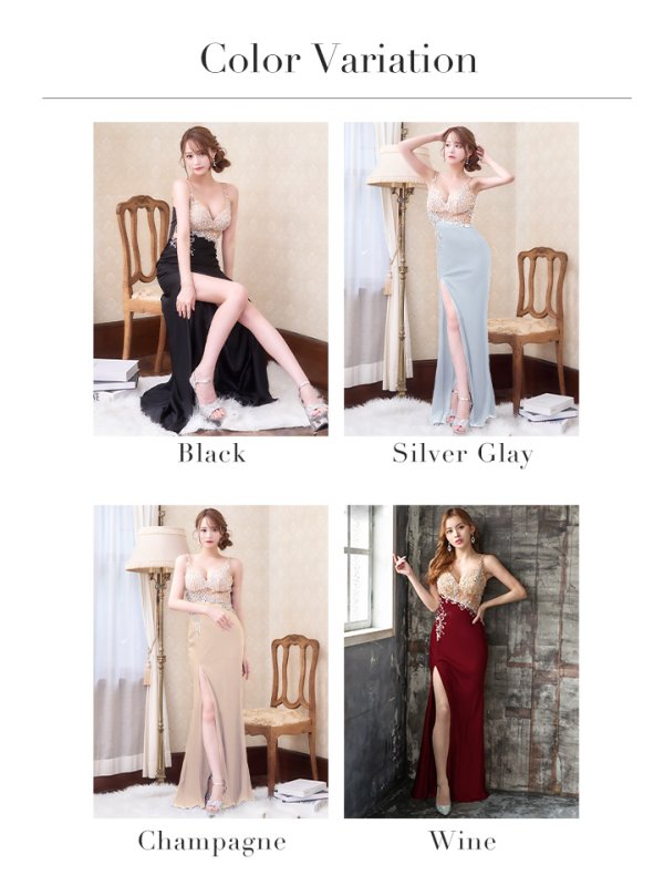 画像19: 【IRMA/イルマ】ビジュー/ 刺繍/ シアー/ 切替/ スリット/ ロングドレス/ キャバドレス long【OF02】【一部予約商品/12月下旬-1月上旬発送予定】