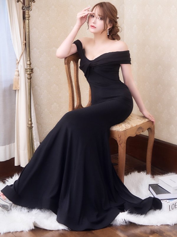 画像12: Lサイズあり【JEAN MACLEAN/ジャンマクレーン】マーメイド/ ラメニット/ ワンカラー/ ストレッチ/ オフショル/ ロングドレス/ キャバドレスlong【HC02】