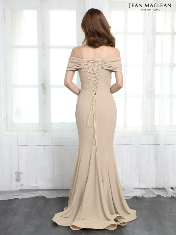 画像3: Lサイズあり【JEAN MACLEAN/ジャンマクレーン】マーメイド/ ラメニット/ ワンカラー/ ストレッチ/ オフショル/ ロングドレス/ キャバドレスlong【HC02】