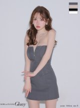 XSサイズあり【Glossy/グロッシー】フロントジップ/ サイドベルト/ セットアップ/ タイト/ ミニドレス/ キャバドレス[OF08]