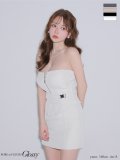 再入荷商品【XSサイズあり【Glossy/グロッシー】フロントジップ/ サイドベルト/ セットアップ/ タイト/ ミニドレス/ キャバドレス[OF08]
