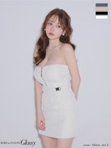 XSサイズあり【Glossy/グロッシー】フロントジップ/ サイドベルト/ セットアップ/ タイト/ ミニドレス/ キャバドレス[OF08]