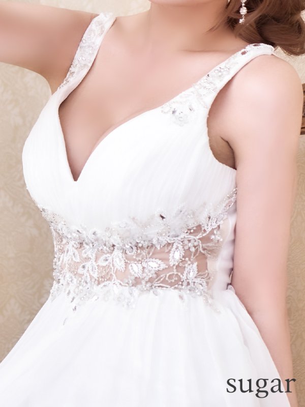 画像16: Lサイズあり【JEAN MACLEAN/ジャンマクレーン】ビジュー刺繍/ シフォン/ ノースリーブ/ スリット/ Aライン/ フレア/ ロング/ キャバドレス long【HC02】