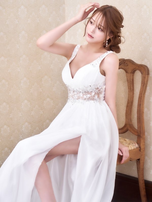 画像11: Lサイズあり【JEAN MACLEAN/ジャンマクレーン】ビジュー刺繍/ シフォン/ ノースリーブ/ スリット/ Aライン/ フレア/ ロング/ キャバドレス long【HC02】