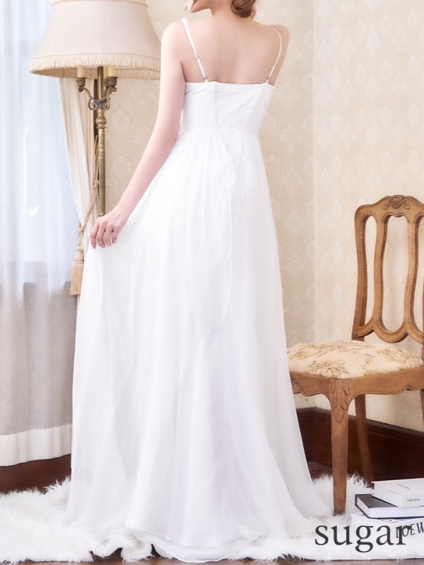 画像15: Lサイズあり【JEAN MACLEAN/ジャンマクレーン】ビジュー刺繍/ シフォン/ ノースリーブ/ スリット/ Aライン/ フレア/ ロング/ キャバドレス long【HC02】