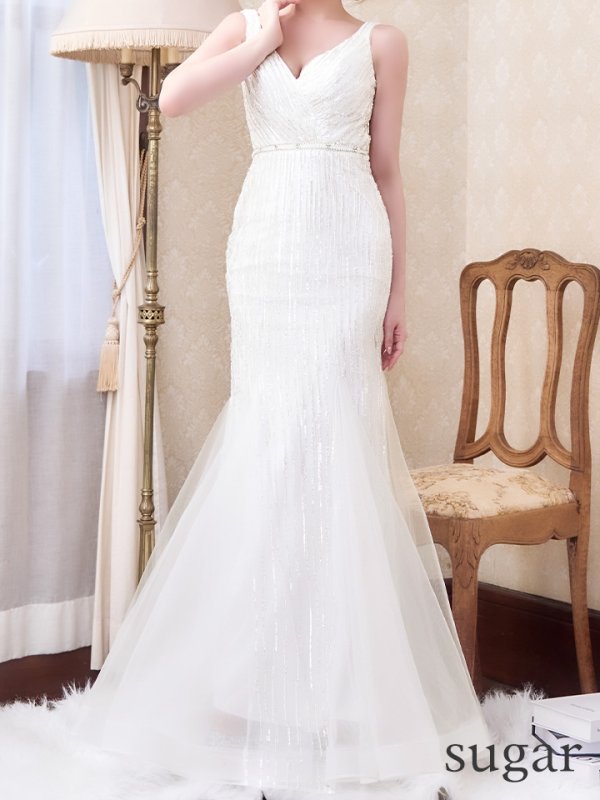 画像8: Lサイズあり【JEAN MACLEAN/ジャンマクレーン】スパンコール/ マーメイド/ ノースリーブ/ ビーズ刺繍/ ロングドレス/ キャバドレスlong【HC02】