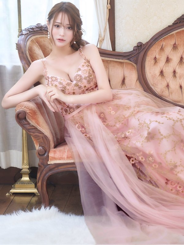 画像9: Lサイズあり【JEAN MACLEAN/ジャンマクレーン】ノースリーブ/ フラワー刺繍/ チュール/ レース/ Aライン/ フレア/ プリンセスロング/ ロングドレス/ キャバドレス long【HC02】