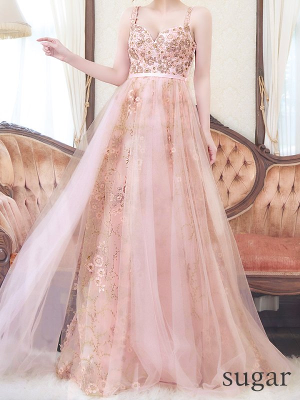 画像13: Lサイズあり【JEAN MACLEAN/ジャンマクレーン】ノースリーブ/ フラワー刺繍/ チュール/ レース/ Aライン/ フレア/ プリンセスロング/ ロングドレス/ キャバドレス long【HC02】