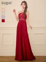 Lサイズあり【IRMA/イルマ】ビジュー/ ワンカラー/ ラメニット/ Aライン/ フレア/ プリーツ/ ロングドレス/ キャバドレス long【HC02】