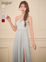 Lサイズあり【IRMA/イルマ】ビジュー/ ワンカラー/ ラメニット/ Aライン/ フレア/ プリーツ/ ロングドレス/ キャバドレス long【HC02】