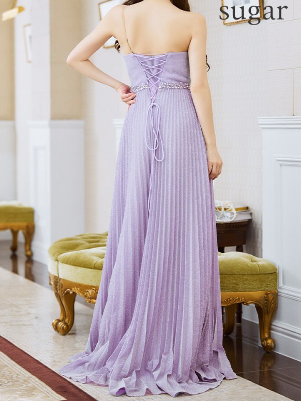 画像17: Lサイズあり【IRMA/イルマ】ビジュー/ ワンカラー/ ラメニット/ Aライン/ フレア/ プリーツ/ ロングドレス/ キャバドレス long【HC02】