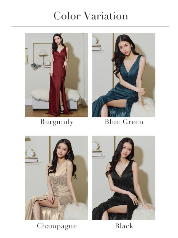 画像20: 【JEAN MACLEAN/ジャンマクレーン】ワンカラー/ ノースリーブ/ Vネック/ スリット/ ストレッチ/ タイト/ ロングドレス/ キャバドレスlong【HC02】