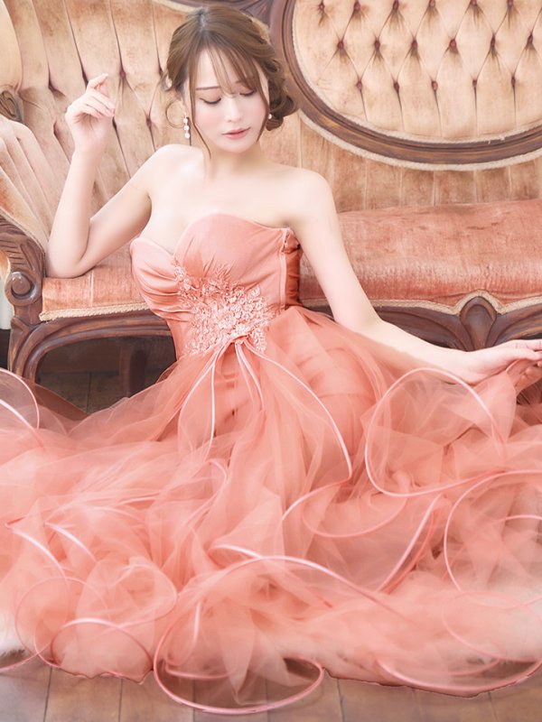 画像6: 【JEAN MACLEAN/ジャンマクレーン】フラワー刺繍/ レース/ ベア/ タフタ/ フリル/ スピンドル/ ショートインロングドレス/ キャバドレス【HC02】