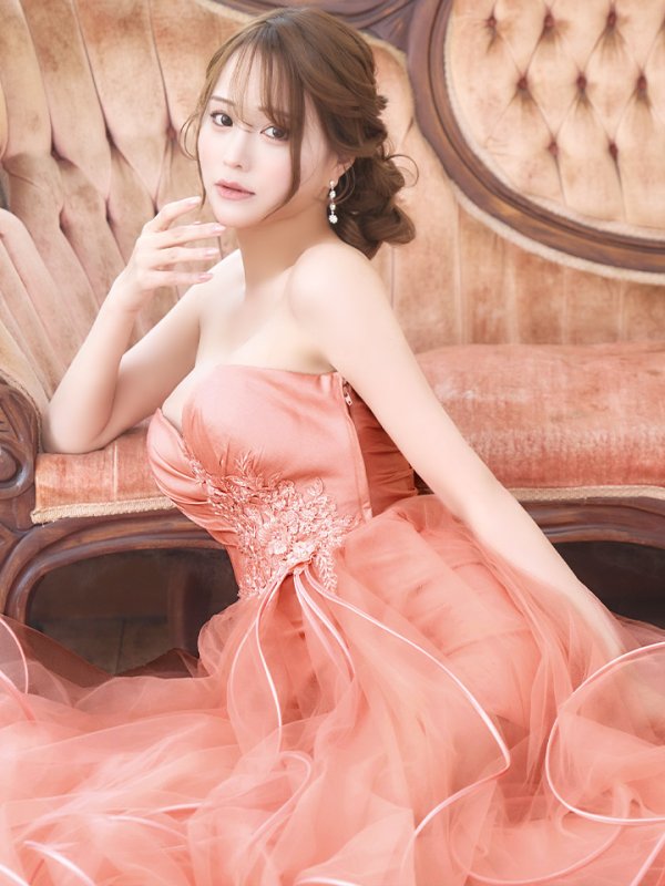 画像8: 【JEAN MACLEAN/ジャンマクレーン】フラワー刺繍/ レース/ ベア/ タフタ/ フリル/ スピンドル/ ショートインロングドレス/ キャバドレス【HC02】