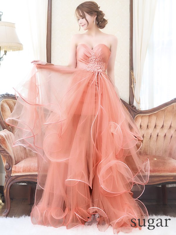 画像9: 【JEAN MACLEAN/ジャンマクレーン】フラワー刺繍/ レース/ ベア/ タフタ/ フリル/ スピンドル/ ショートインロングドレス/ キャバドレス【HC02】