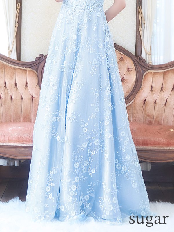 画像14: Lサイズあり【JEAN MACLEAN/ジャンマクレーン】フラワー刺繍/ スパンコール/ レース/ ノースリーブ/ Aライン/ フレア/ ロング/ キャバドレス long【HC02】