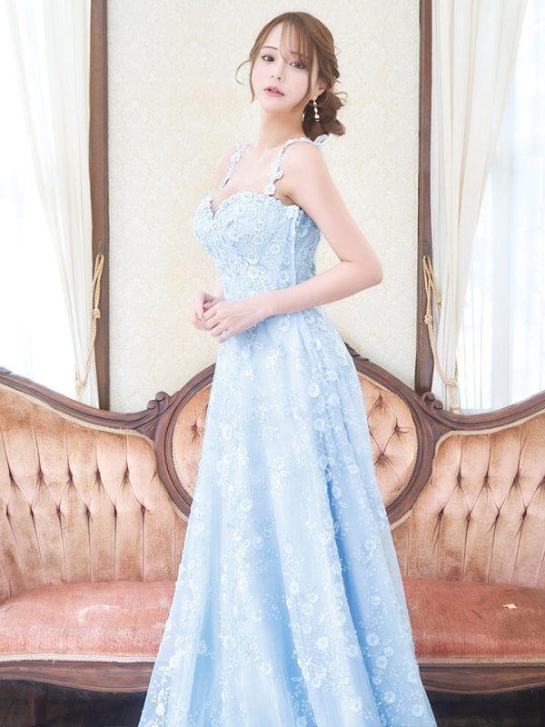 画像6: Lサイズあり【JEAN MACLEAN/ジャンマクレーン】フラワー刺繍/ スパンコール/ レース/ ノースリーブ/ Aライン/ フレア/ ロング/ キャバドレス long【HC02】