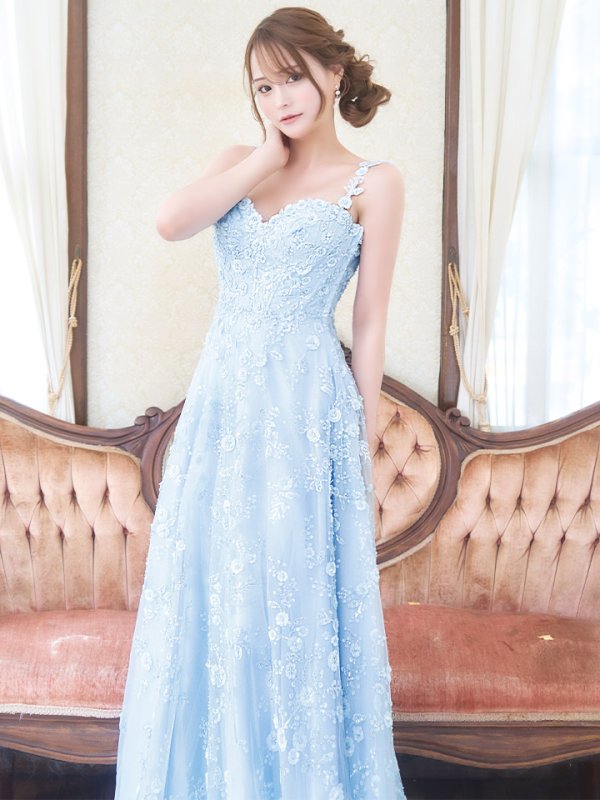 画像7: Lサイズあり【JEAN MACLEAN/ジャンマクレーン】フラワー刺繍/ スパンコール/ レース/ ノースリーブ/ Aライン/ フレア/ ロング/ キャバドレス long【HC02】