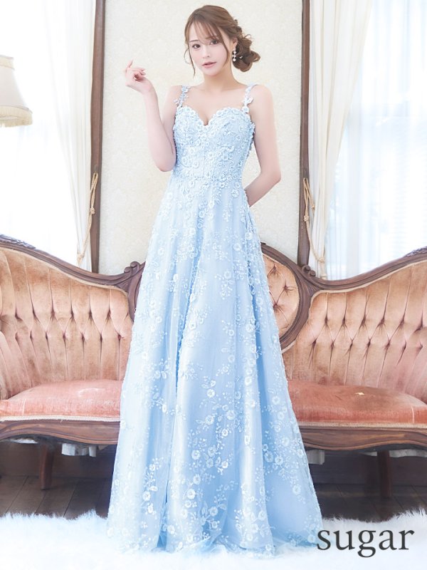 画像10: Lサイズあり【JEAN MACLEAN/ジャンマクレーン】フラワー刺繍/ スパンコール/ レース/ ノースリーブ/ Aライン/ フレア/ ロング/ キャバドレス long【HC02】