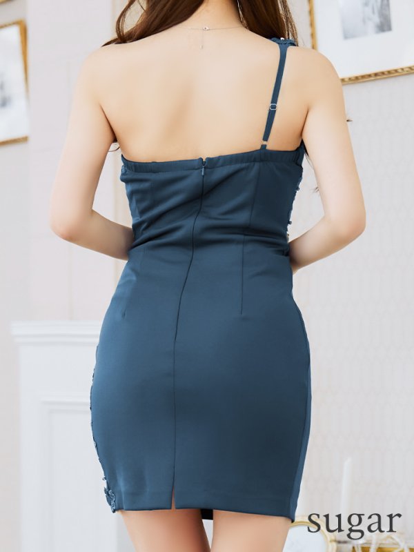 画像9: sugarオリジナルカラー・XSサイズあり【IRMA/イルマ】ワンショルダー/ フラワー刺繍レース/ タック/ ノースリーブ/ ストレッチ/ タイト/ ミニドレス/ キャバドレス【HC02】