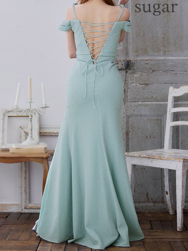 画像14: 【IRMA/イルマ】ラメニット/ ビジュー/ オフショルダー/ バックスピンドル/ スリット/ ロングドレス/ キャバドレス long【HC02】