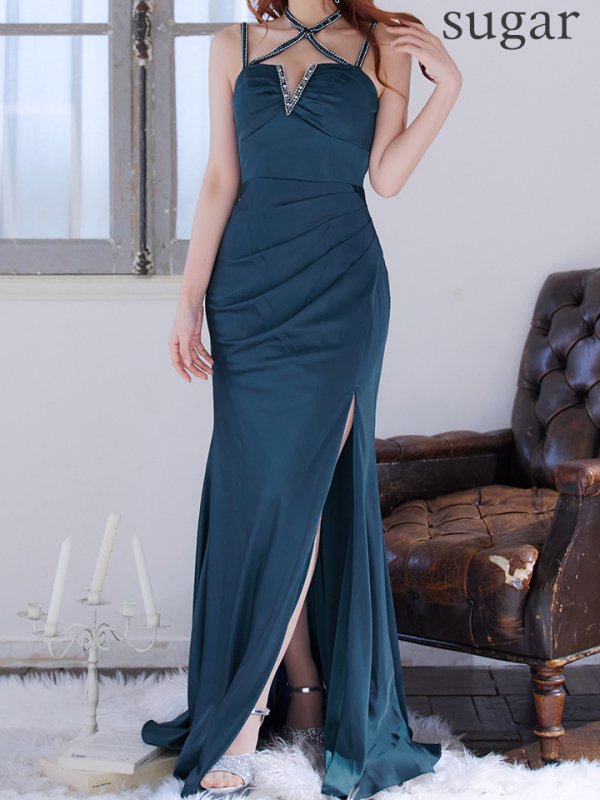 画像13: 【IRMA/イルマ】シンプル/ ワンカラー/ クロスネック/ スリット/ マーメイド/ ロングドレス/ キャバドレス long【HC02】