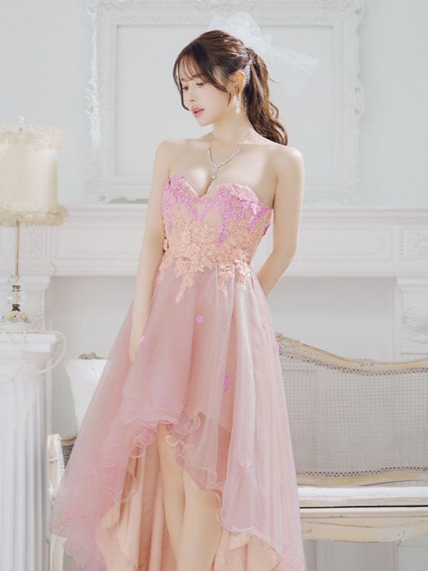 画像12: 【JEAN MACLEAN/ジャンマクレーン】ベア/ ビーズ/ 刺繍/ テールカット/ チュール/ Aライン/ フレア/ ショートインロング/ ロングドレス/ キャバドレス long【HC02】