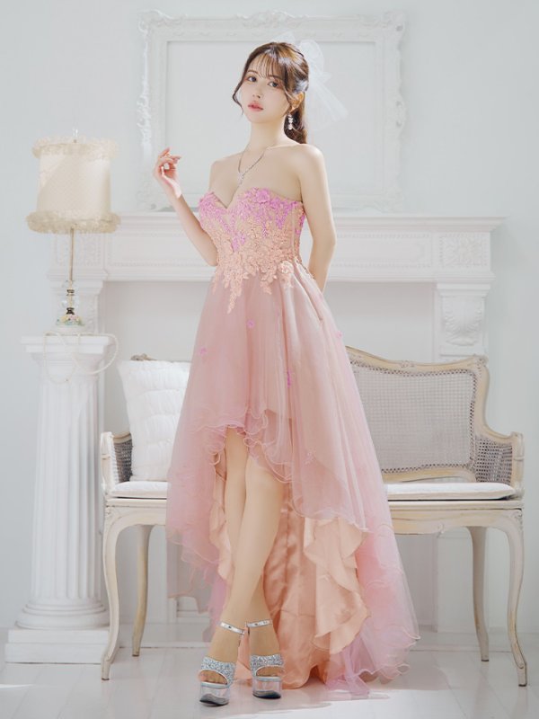 画像14: 【JEAN MACLEAN/ジャンマクレーン】ベア/ ビーズ/ 刺繍/ テールカット/ チュール/ Aライン/ フレア/ ショートインロング/ ロングドレス/ キャバドレス long【HC02】