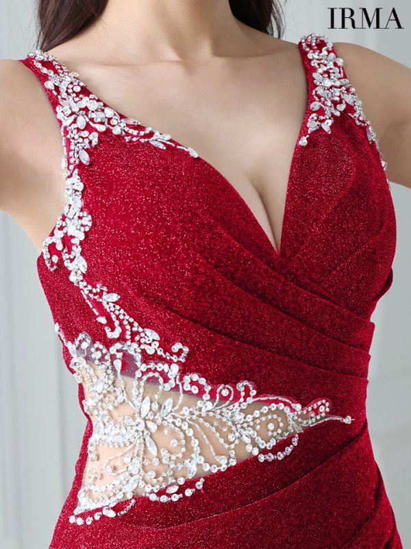 画像19: 【IRMA/イルマ】ビジュー/ ラメニット/ ノースリーブ/ シアー/ タイト/ スリット/ ロングドレス/ キャバドレス long【HC02】