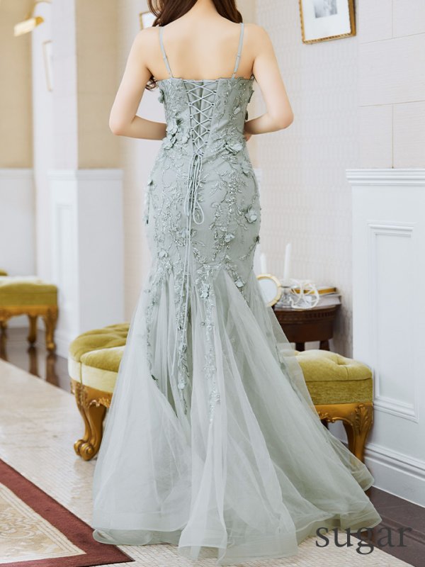 画像11: Lサイズあり【JEAN MACLEAN/ジャンマクレーン】立体フラワー/ ノースリーブ/ チュール/ マーメイド/ ロングドレス/ キャバドレスlong【HC02】