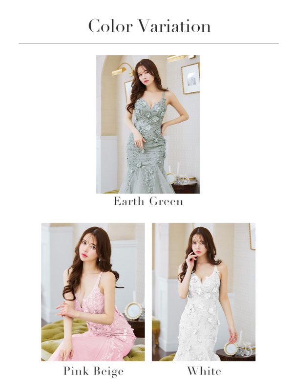 画像19: Lサイズあり【JEAN MACLEAN/ジャンマクレーン】立体フラワー/ ノースリーブ/ チュール/ マーメイド/ ロングドレス/ キャバドレスlong【HC02】