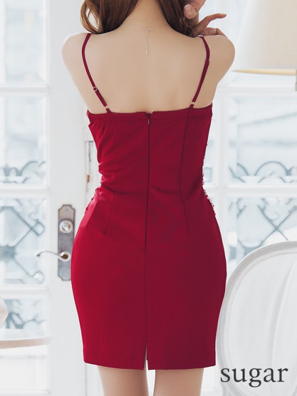 画像9: XSサイズあり【IRMA/イルマ】ウエストシアー/ 刺繍/ ビジュー/ キャミソール/ タイト/ ミニドレス/ キャバドレス【HC02】