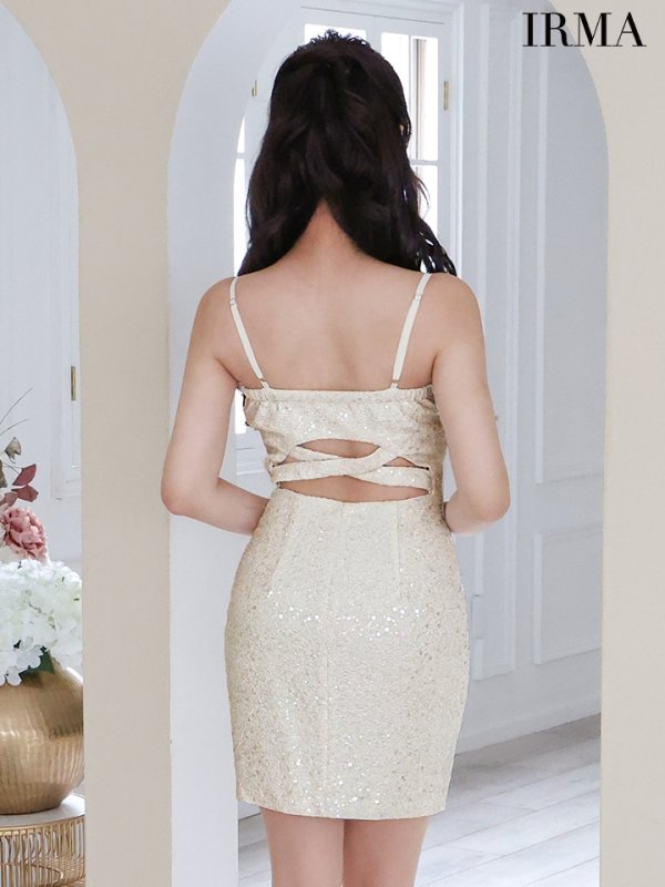 画像17: XSサイズあり【IRMA/イルマ】スパンコール/ ラメニット/ キャミソール/ フロントジップ/ タイト/ ミニドレス/ キャバドレス【HC02】